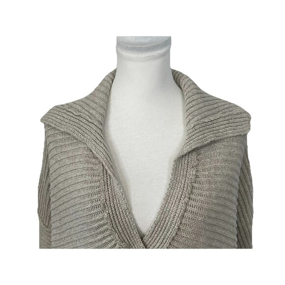 Free People Sweater Top Size M Beige Hi Low Hem V Neck Chunky Knit Cropped Top - Picture 2 of 11